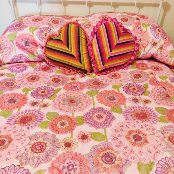 Vintage 1960s Pink MOD Flower Power Bed Spread Com - Picture 7 of 13